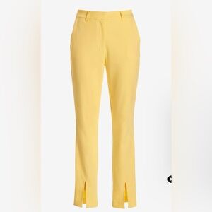 Boston Proper Modern Slim Straight Leg Slit Front Lemon Drop Pant Trousers